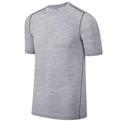 ZAGO Männer Gym Top Schnell Sport-T-Shirt Dry Tops Short Sleeve Lauftop Turnhallen-Hemd for Männer Zur Übung (Color : Gray, Size : XXXL)