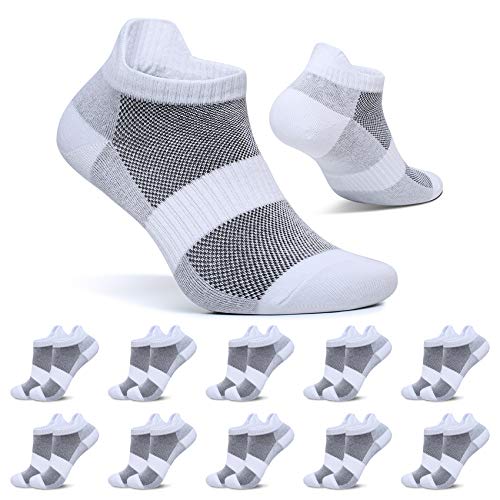 FALARY Sneaker Socken Damen Kurze Socken Weiß Herren 43-46 Sportsocken 10 Paar Baumwolle Atmungsaktive Laufsocken Unisex