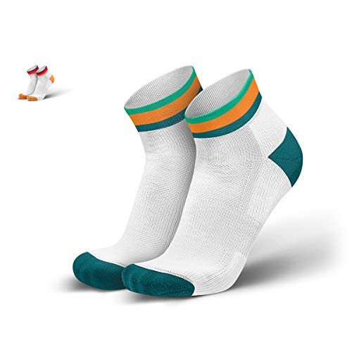 INCYLENCE Layers gepolsterte Laufsocken kurz, leichte Running Socks, atmungsaktive low cut socks mit Anti-Blasen Schutz, petrol, orange, 35-38