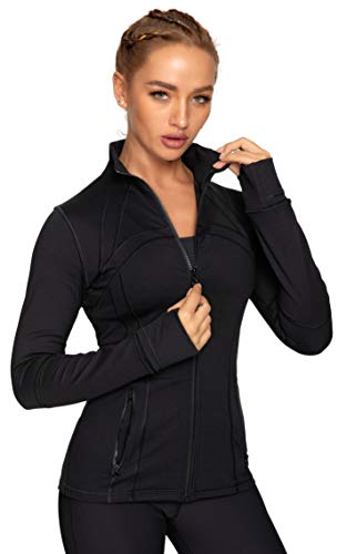 QUEENIEKE Damen Sport definieren Jacke Slim Fit Cottony-Soft Handfeel Farbe Schwarz Größe XL(14)